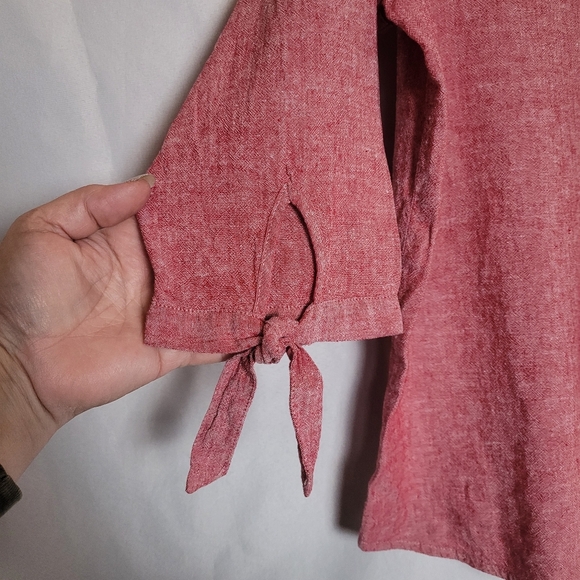 Christopher & Banks Linen Blend 3/4 Sleeve Pullover Tunic Top Heathered Red XL - Picture 5 of 10